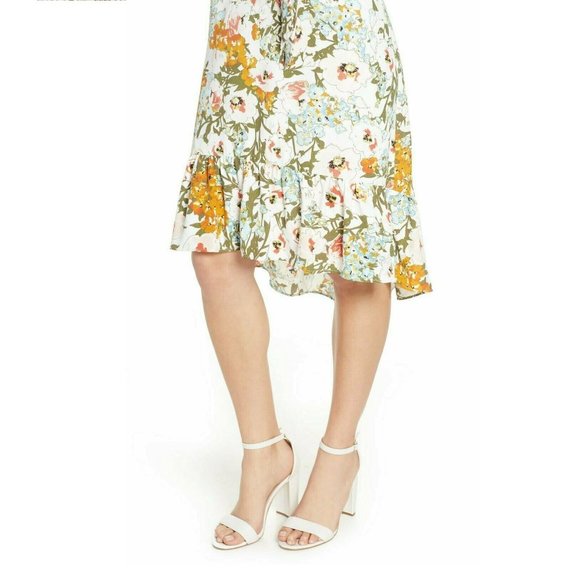 CHELSEA28 Floral Belted Fit & Flare Sundress - Large - Ivory - Picture 4 of 5